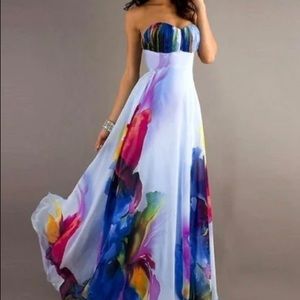 Strapless Floral Dress